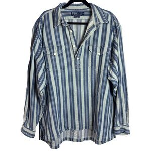 Polo Ralph Lauren Blue Striped Pullover Shirt XXL